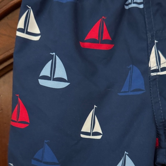 RUGGED BUTTS Nautical Swim Trunks - Blue with Red and White Sailboats 12-18M NWT - Picture 4 of 5